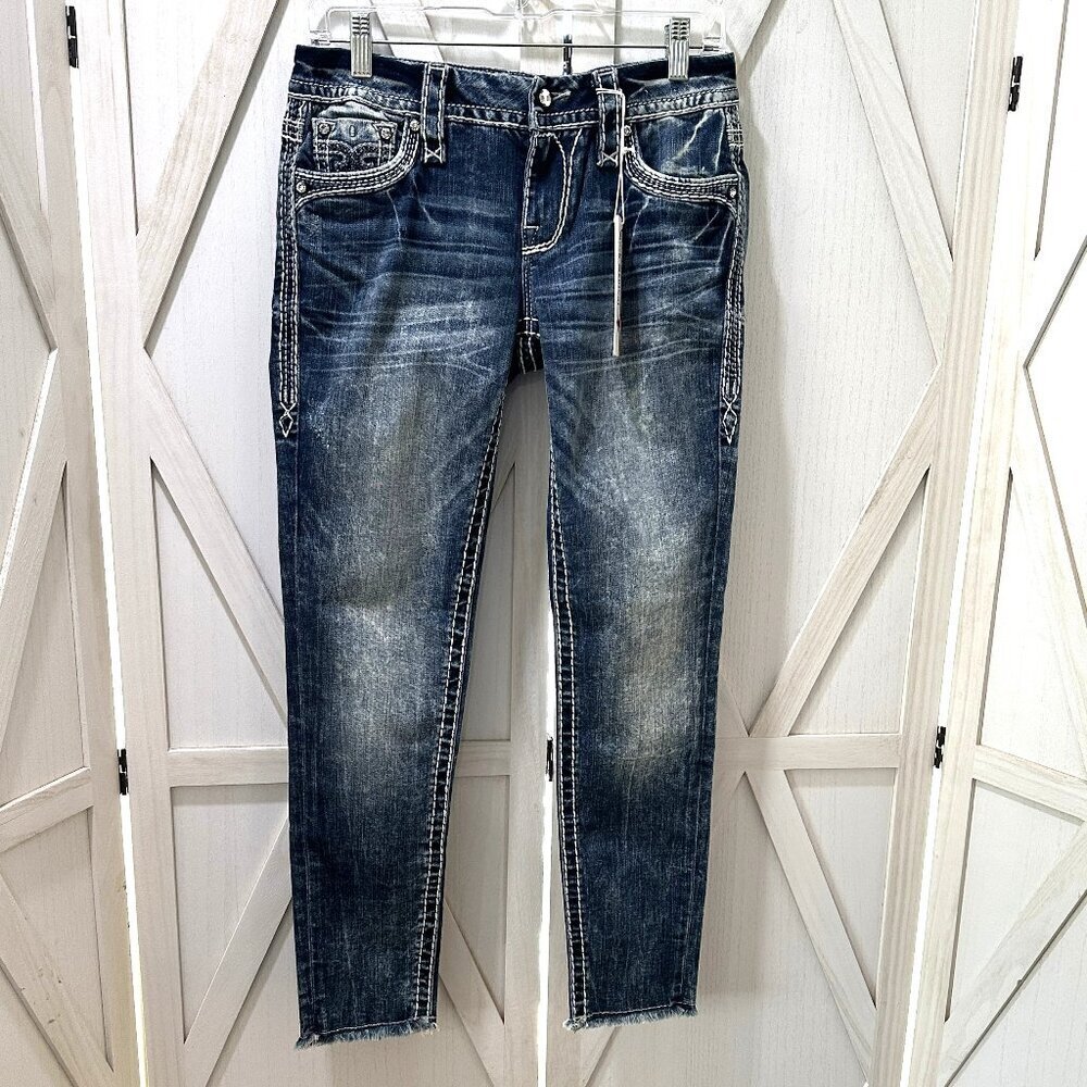 Rock Revival Bailey Raw Hem Ankle Skinny Jeans